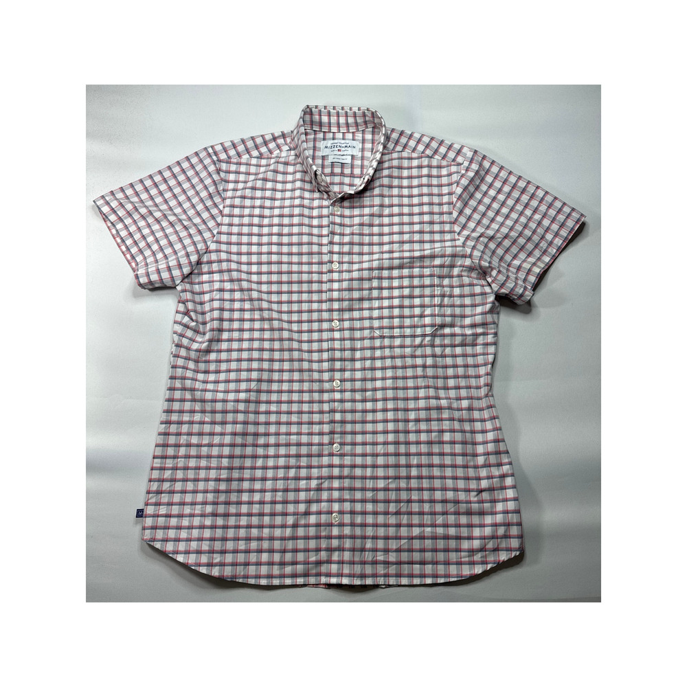 Mizzen+Main Leeward Collection Men's SS Plaid Button Up Shirt - XXL Trim Fit